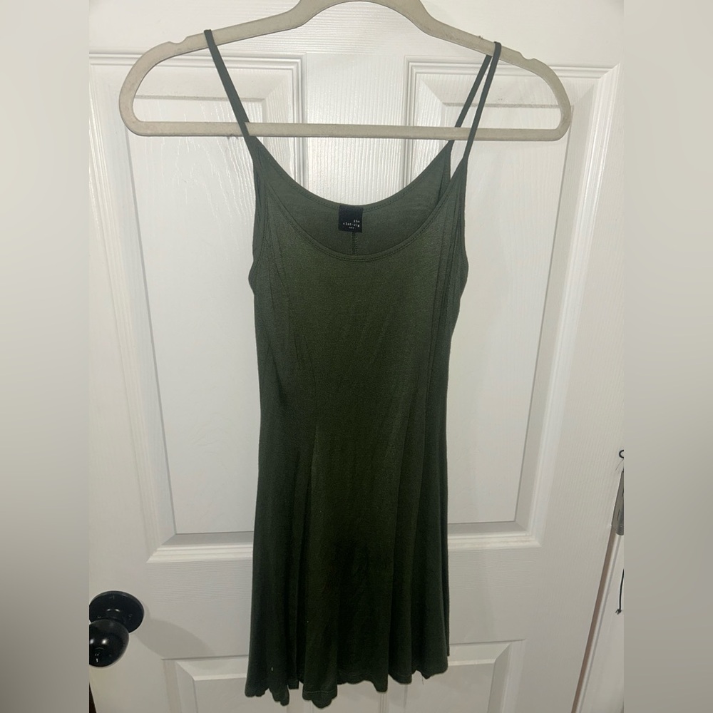 Chic Olive Green Spaghetti Strap Dress